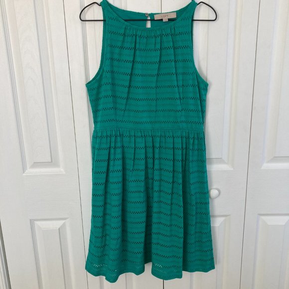 LOFT Dresses Loft Eyelet Stripe Fit And Flare Dress Poshmark